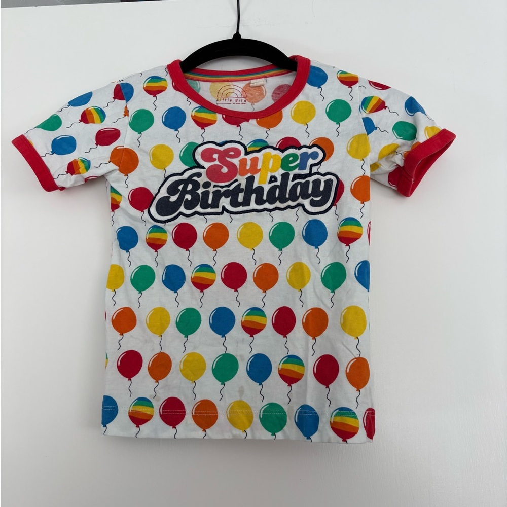 Super Birthday Balloon Print Kids T-Shirt - White/Multicolor
